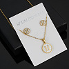 304 Stainless Steel with Natural Shell Pendant Necklaces & Stud Earrings Sets FS-WG5FD70-08-1