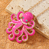 Ocean Beach Zinc Alloy Hot Pink Octopus Pendant Necklaces for Women JW6397-1