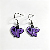 Gothic Alloy Purple Enamel Dangle Earrings WGCC792-05-1
