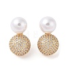 Rack Plating Brass Micro Pave Clear Cubic Zirconia Stud Earrings for Women EJEW-G394-34G-1
