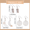 3 Pairs 3 Style Flat Round & Moon & Rectangle Acrylic Imitation Shell Dangle Earrings EJEW-AN0002-94-2