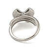 Bowknot Brass Micro Pave Clear Cubic Zirconia Double Rings RJEW-Z050-25P-4