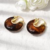 Brass Resin Hoop Earrings EJEW-P333-11C-G02-2