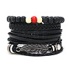 Cowhide & Imitation Leather Cord Knitted Multi-strand Bracelets WG31D03-48-1