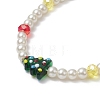 Christmas Glass Pearl Beaded Mobile Straps HJEW-TA00008-3