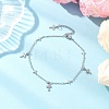 3Pcs 3 Styles 304 Stainless Steel Cross Link Chain Anklets AJEW-AN00739-3