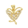 Butterfly Rack Plating Brass Micro Pave Cubic Zirconia Pendants KK-Z074-72G-1