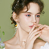 36Pcs 6 Styles Dyed Natural Malaysia Jade & Yellow Jade & Dyed Green Jade & Topaz Jade & White Jade Round Pendants with Resin Flower and Acrylic Leaf HJEW-BM0001-36-6