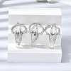 Natural Quartz Crystal & Brass Cuff Rings for Women RJEW-G374-01P-08-1