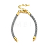 Leather Braided Cord Link Bracelets MAK-K022-01G-02-1