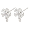 Brass Micro Pave Clear Cubic Zirconia Stud Earring Findings KK-Z099-02P-01-1