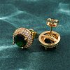 Brass Micro Pave Cubic Zirconia Stud Earrings for Women EJEW-F418-05G-3