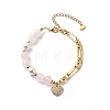 Cubic Zirconia Heart Charm Bracelet Brass Chains BJEW-JB08790-1