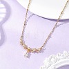 Brass Pave Clear Cubic Zirconia Angel Wings Pendant 304 Stainless Steel Satellite Chain Necklaces for Women NJEW-JN05936-1