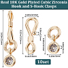 Beebeecraft 10Pcs Brass Pave Clear Cubic Zirconia Hook and S-Hook Clasps KK-BBC0012-47-2