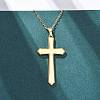 Cross 304 Stainless Steel Pendant Necklaces NJEW-H059-09G-3