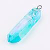 Electroplated Natural Quartz Pendants G-P315-B01-2