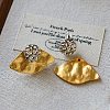 Brass Fan & Flat Round Front Back Stud Earrings for Women WG23C46-04-1