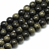 Natural Golden Sheen Obsidian Beads Strands X-G-S150-20-4mm-1