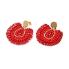 Bohemian Style Fan Glass Seed Beaded Dangle Stud Earrings for Women LS3119-2-1