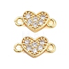 Rack Plating Brass Pave Clear Cubic Zirconia Heart Links Connector Charms KK-S379-26G-1
