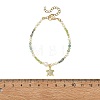 Gradient Natural Peridot & Moss Agate & Green Aventurine Faceted Round Beaded Necklaces with Natural Pearl BJEW-JB14399-01-4