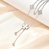 304 Stainless Steel Shell Pearl Clover Pendant Double Layered Necklaces for Women NJEW-U036-01P-2