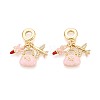 Brass Micro Pave Clear Cubic Zirconia and Enamel European Dangle Charms KK-T079-81G-1