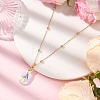 Clear AB Glass Faceted Pendant Brass Round Ball Cable Chain Necklaces for Women NJEW-JN05640-02-1