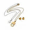 Matching Puzzle Couple Pendant Necklaces & Heart Stud Earrings SJEW-E045-07GP-1