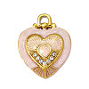 304 Stainless Steel with Pearl Pink Enamel Pendants SA-OY001-40G-1