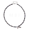 Dyed Purple Natural Imperial Jasper & Synthetic Non-magnetic Hematite Bamboo Joint Beaded Necklaces NJEW-JN05725-01-4