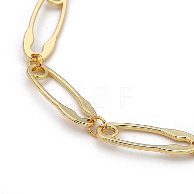 Safety Pin Shape Alloy Link Chain Necklaces NJEW-JN02989-1
