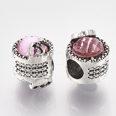Antique Silver Plated Alloy European Beads MPDL-S067-13-1