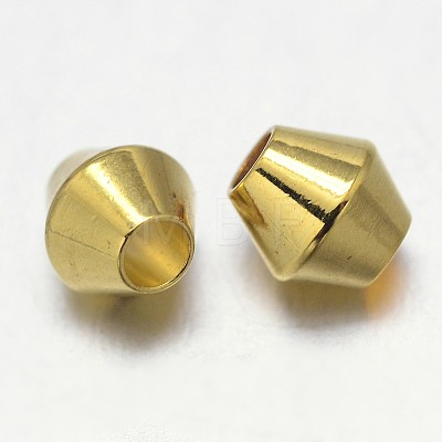 Bicone Brass Spacer Beads X-KK-L105-03G-1