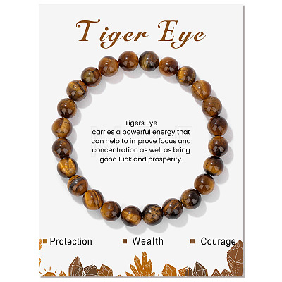 Natural Tiger Eye Beaded Stretch Bracelets PW-WG7FE75-18-1