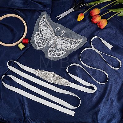 Gorgecraft 1Pc 3D Butterfly Polyester Computerized Embroidery Appliques for Wedding Dress DIY-GF0006-64-1