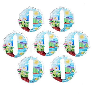 Transparent Printed Acrylic Big Pendants OACR-N133-017-1