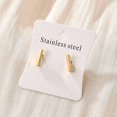 Cuboid Ion Plating(IP) 304 Stainless Steel Stud Crawler Earrings EJEW-O052-45G-1