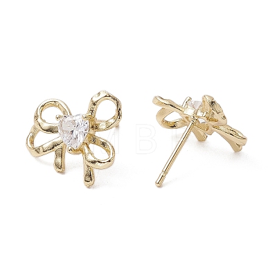 Bowknot Brass Stud Earrings EJEW-M245-04G-1