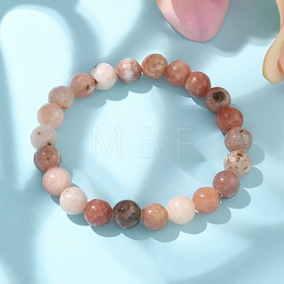 Natural Plum Blossom Jade Beads Stretch Bracelets BJEW-F380-01-B08-1