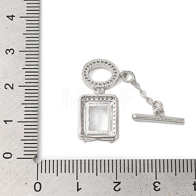 Brass Micro Pave Clear Cubic Zirconia Toggle Clasps KK-N254-87P-1