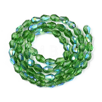 Transparent Electroplate Glass Beads Strands EGLA-N023-6x8mm-A09-1
