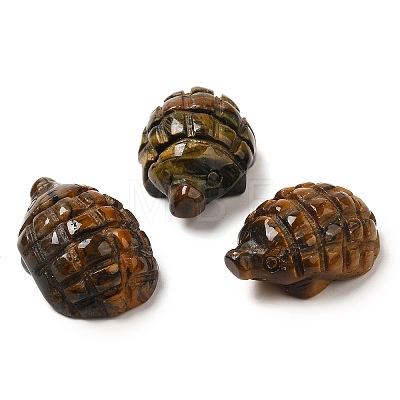 Natural Tiger Eye Carved Hedgehog Statues Ornament DJEW-C019-03C-1