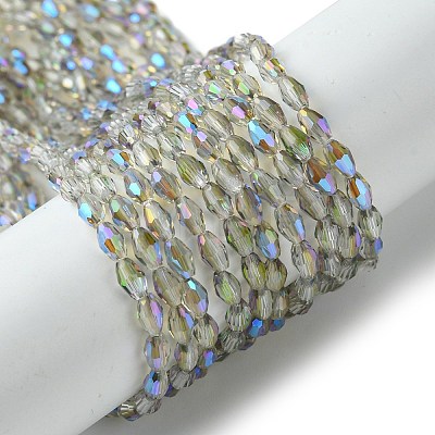 Transparent Electroplate Glass Beads Strands GLAA-K064-04A-HR01-1