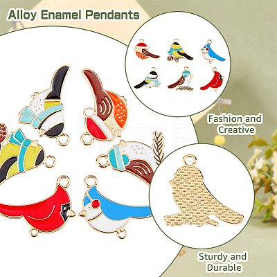 24Pcs 6 Style Alloy Enamel Pendants ENAM-DC0001-13-1