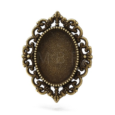 Vintage Adjustable Iron Finger Ring Components Alloy Cabochon Bezel Settings PALLOY-Q300-09AB-NR-1