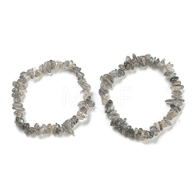 Natural Labradorite Chip Beaded Stretch Bracelet LS-G-H294-01B-04-1