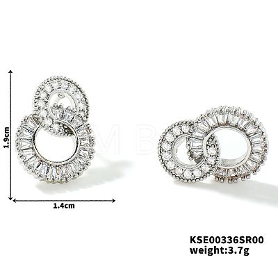 Shiny Double Ring Stud Earrings for Women AC3457-1-1