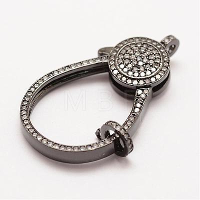 Long-Lasting Plated Brass Micro Pave Grade AAA Cubic Zirconia Lobster Clasps ZIRC-G090-40B-NR-1
